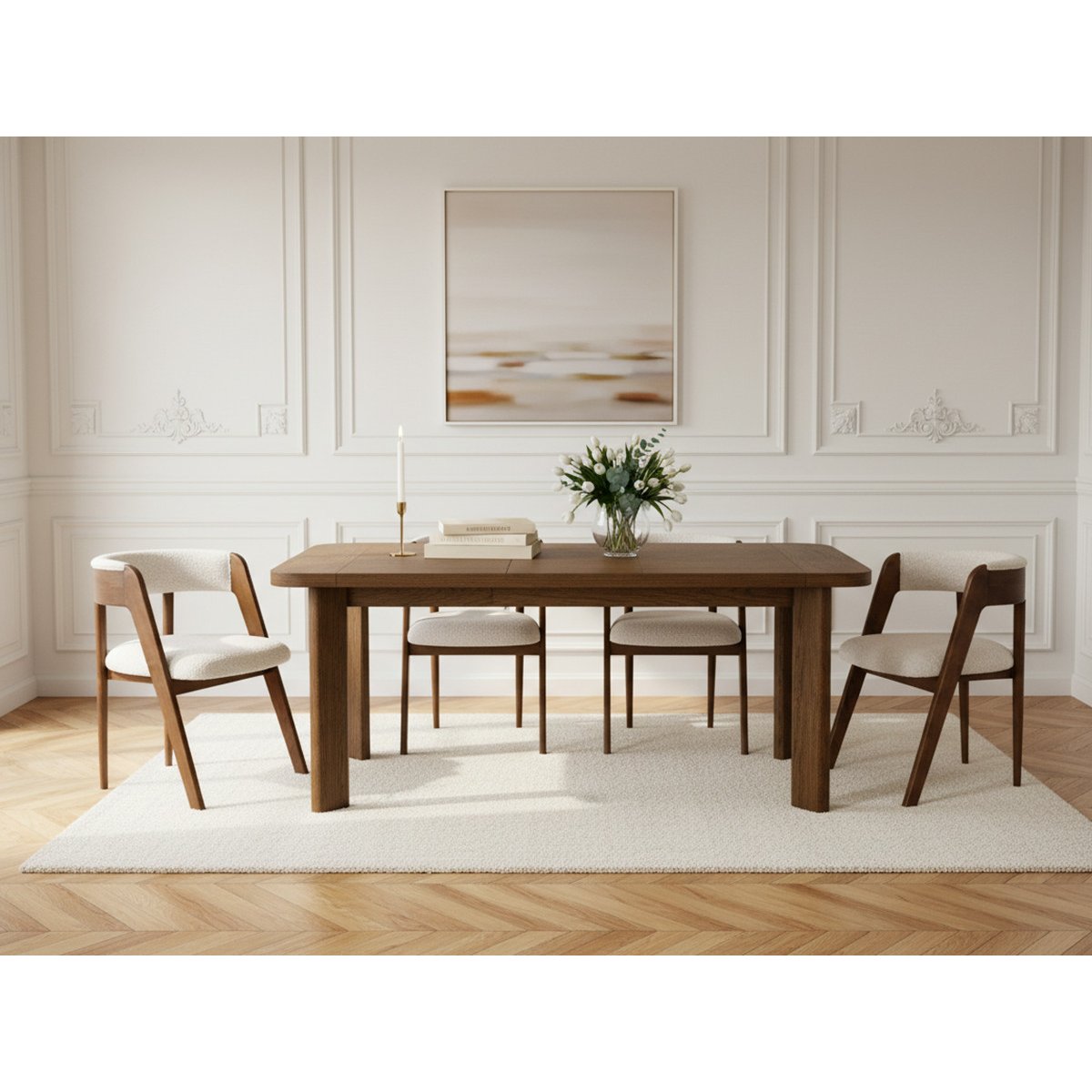 Table à manger extensible 150 à 210 cm LUMINY placage chêne massif marron foncé, BOBOCHIC