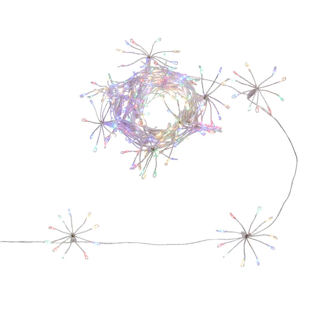 Guirlande lumineuse à pompons d'extérieur 3 m 150 LED blanc froid fil cuivre 13 fonctions avec minuteur et transformateur multicolore, FEERIC LIGHTS & CHRISTMAS