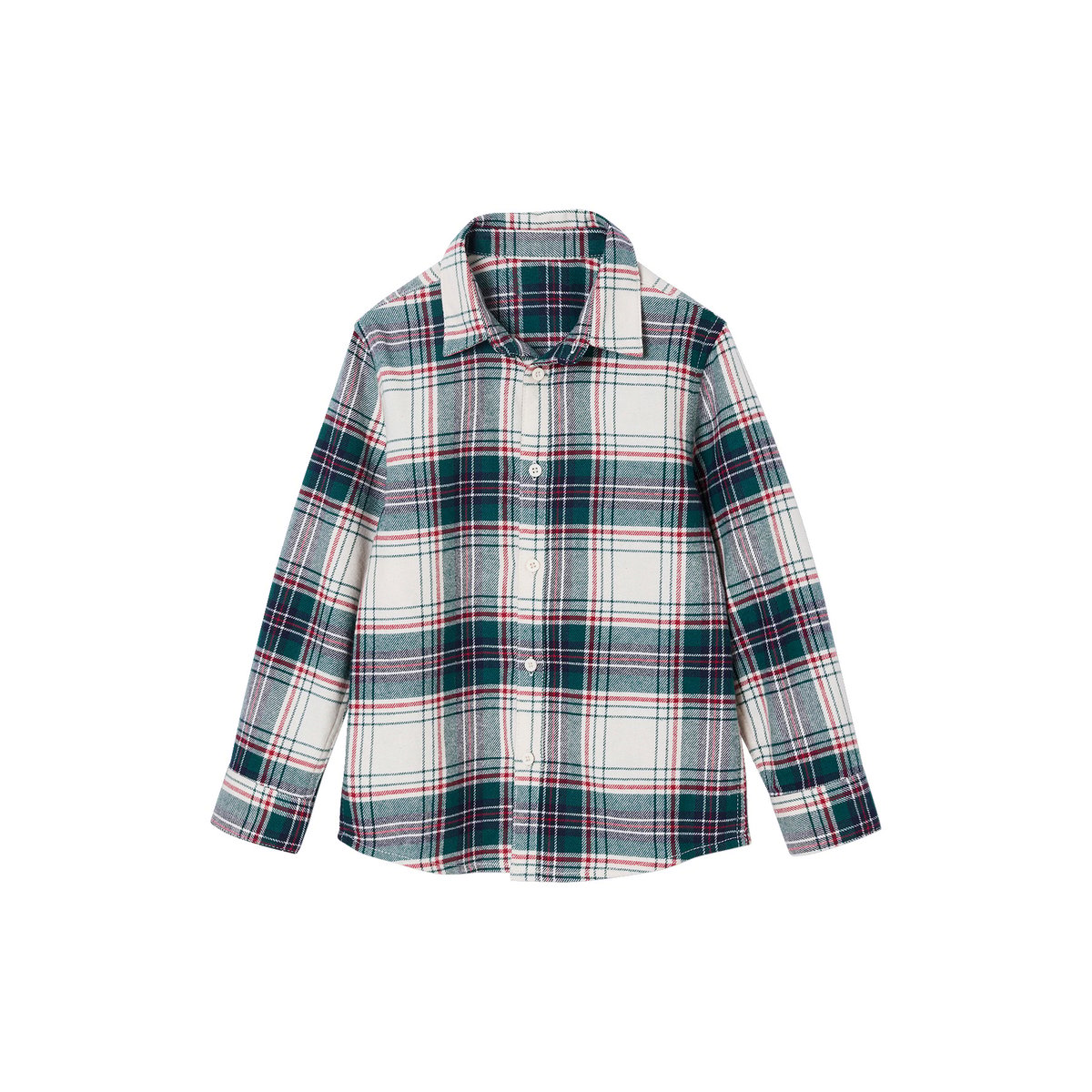Chemise noël en flanelle à carreaux carreaux blanc, VERTBAUDET