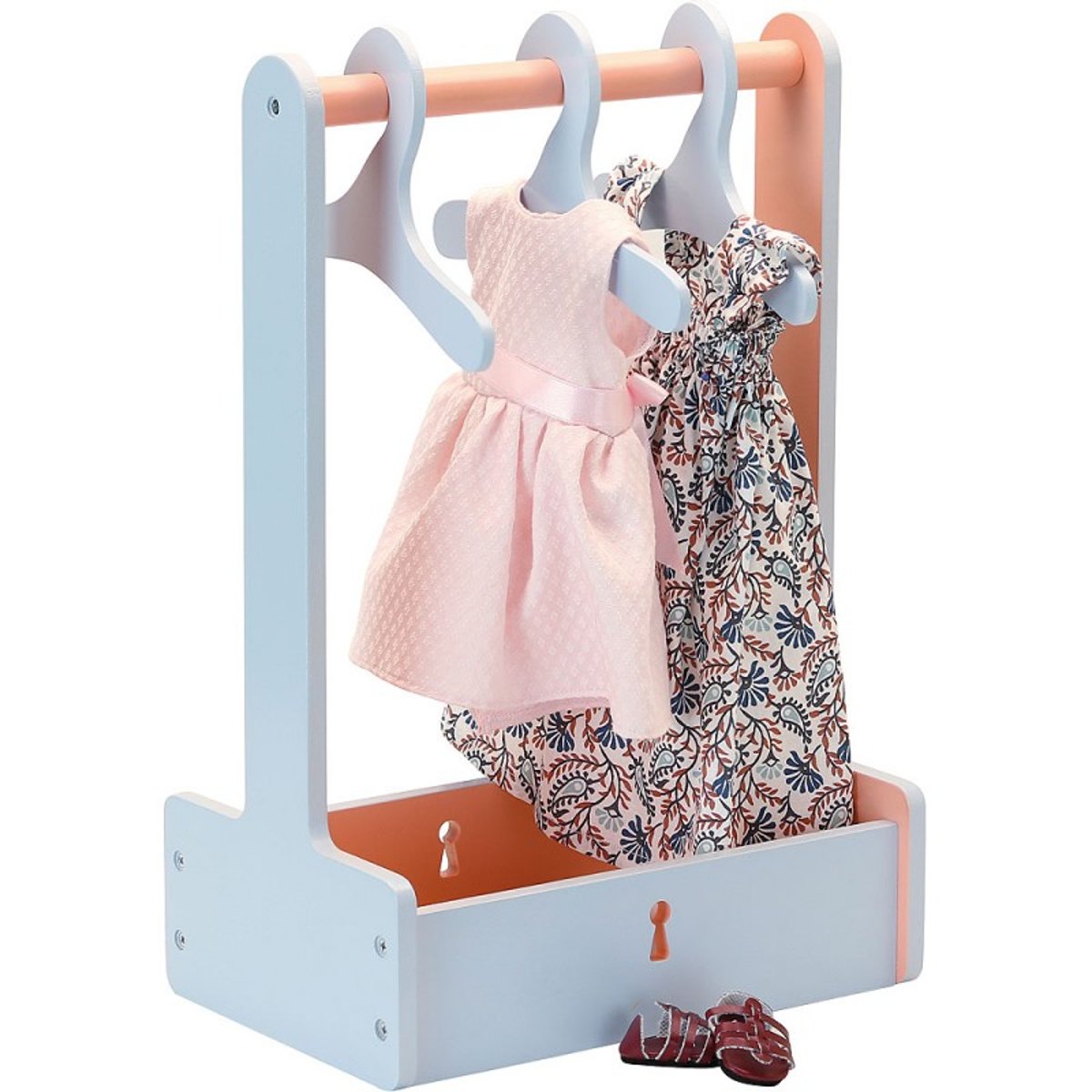 Dressing en bois pour poupée bleu, PETITCOLLIN