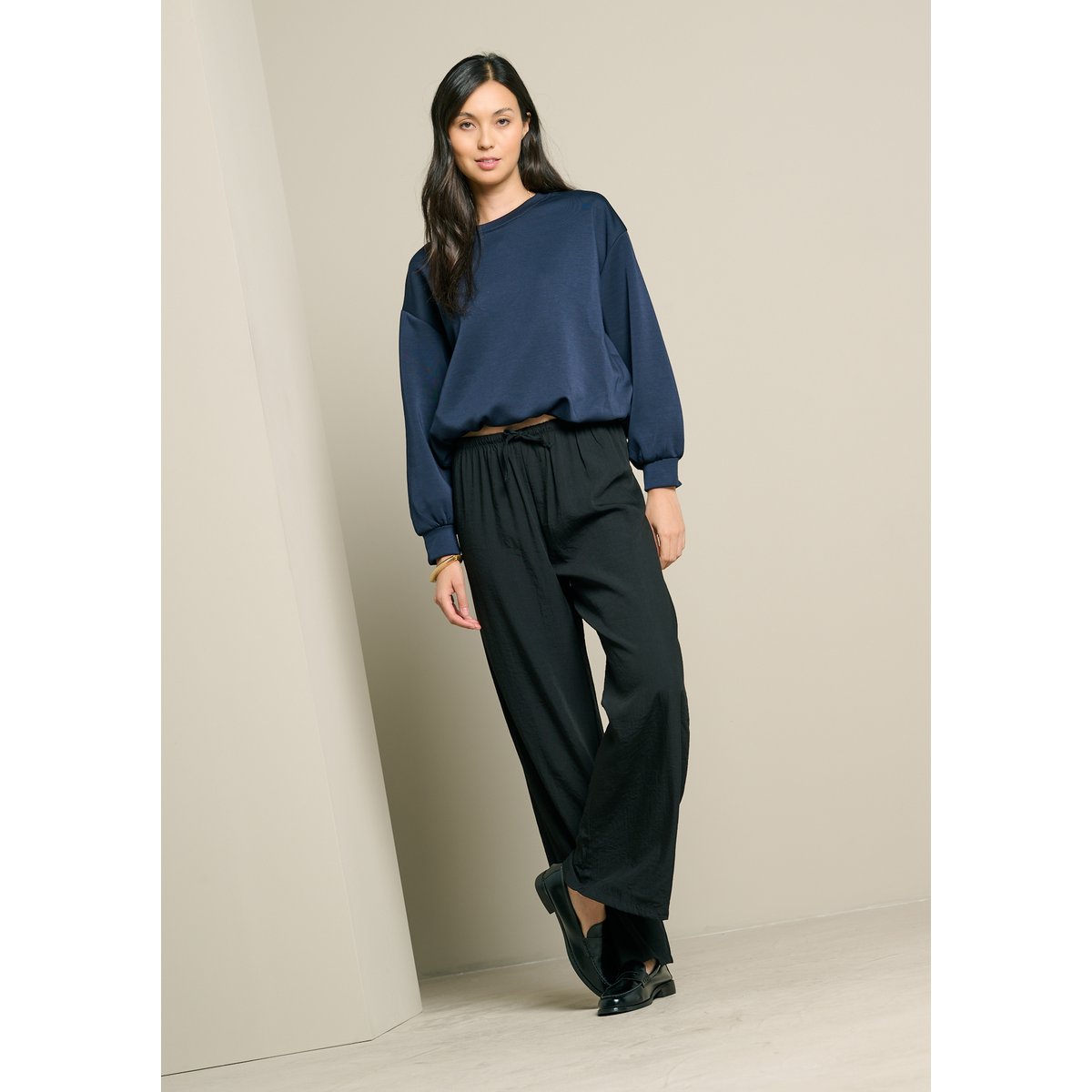 Sweat coupe ballon bleu marine, LOLALIZA