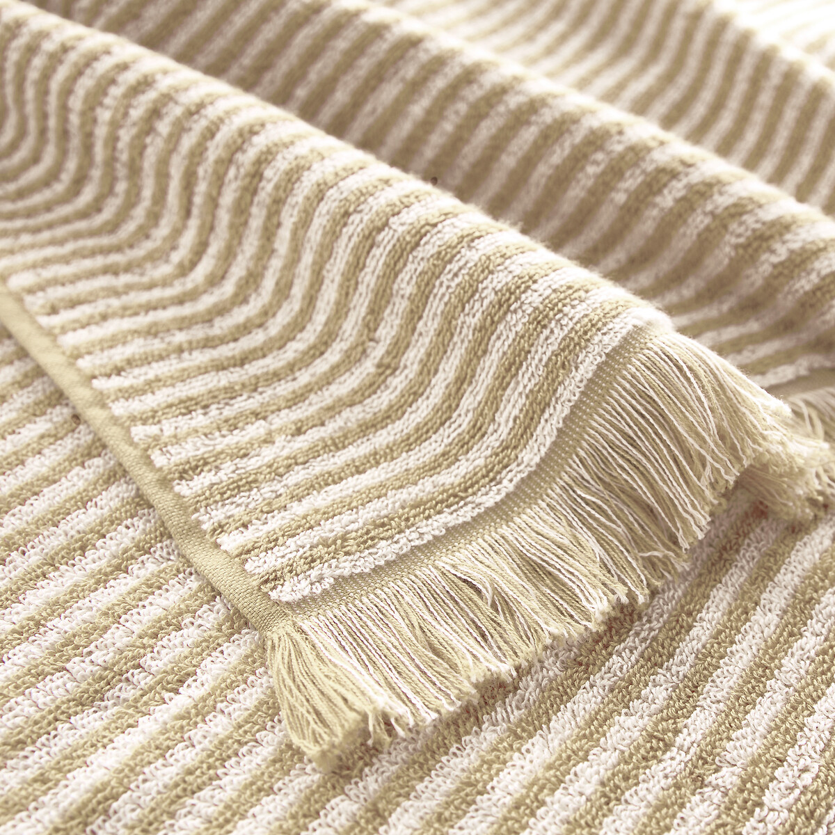 Maxi badlaken in gestreepte badstof Malo touwbeige, LA REDOUTE INTERIEURS