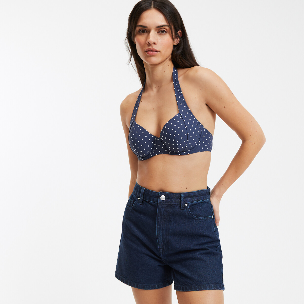 Full Cup Bikini Top in Polka Dot Print polka dot print, ANNE WEYBURN