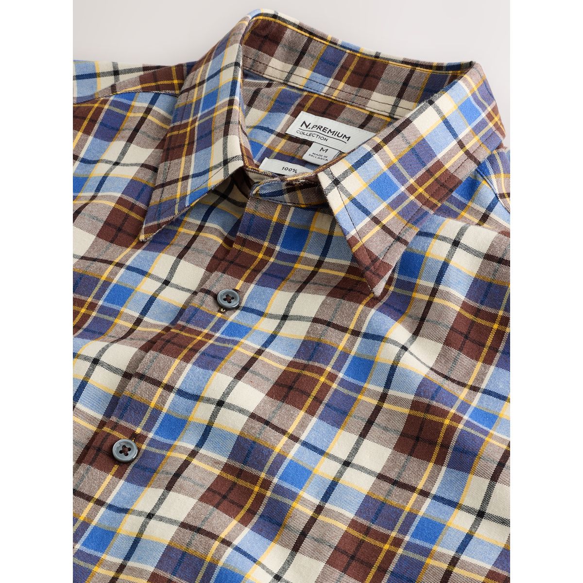 Chemise habillée manches longues et carreaux marron, NEXT