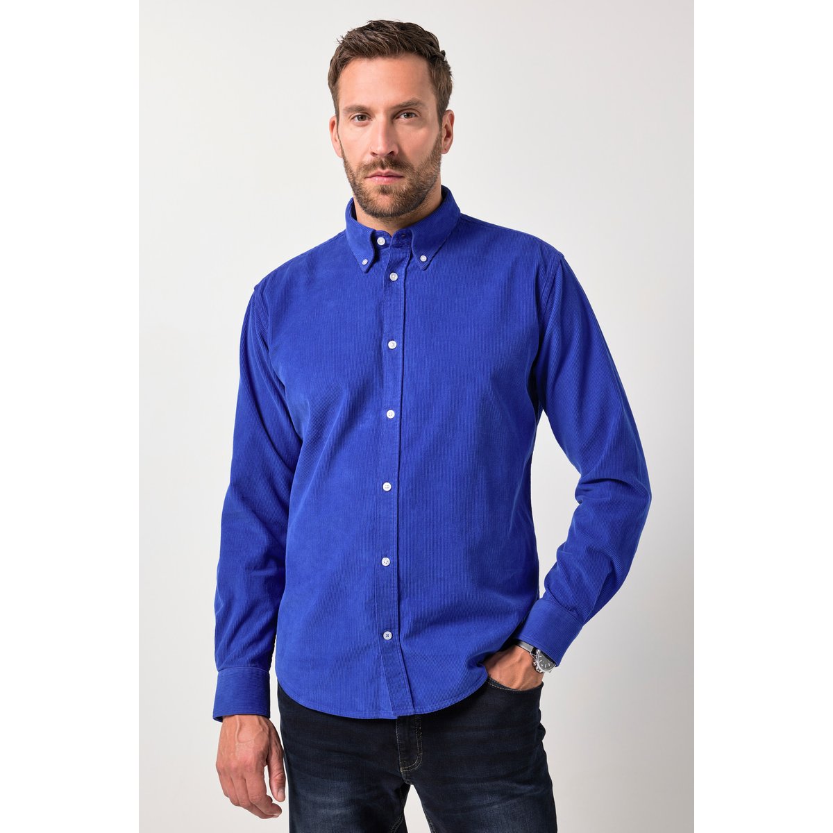 Chemise en velours côtelé bleu cobalt, JP1880