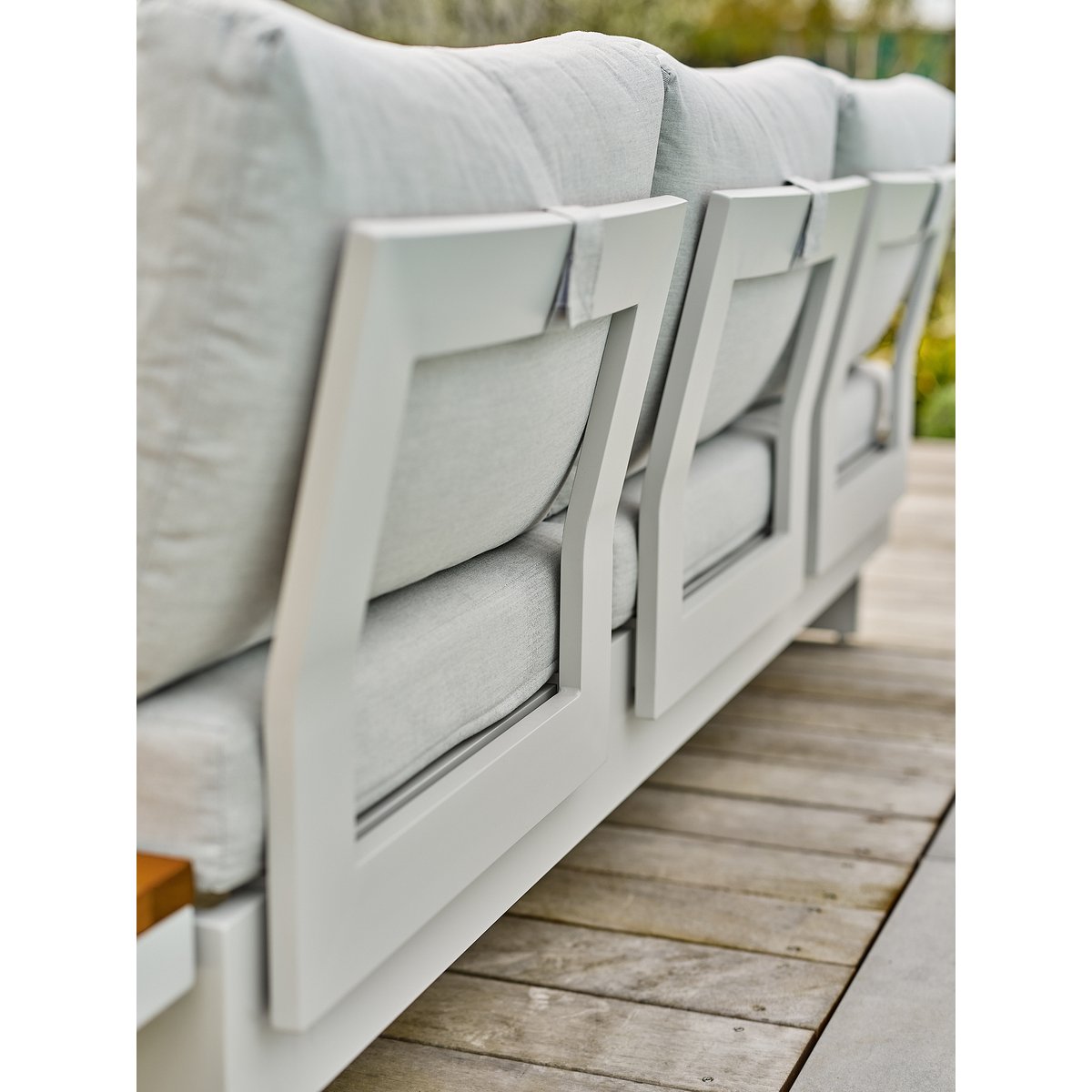 Salon de jardin d'angle 6 places MINERA gris clair, REMARQUABLE
