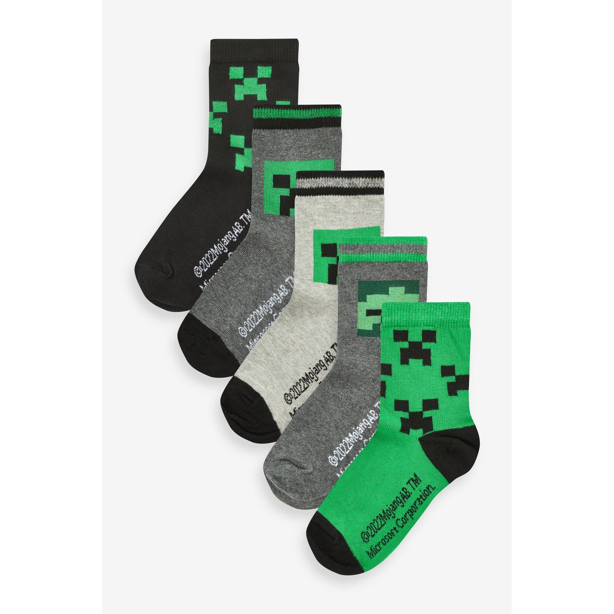 Chaussettes minecraft, lot de 5 vert/noir, NEXT