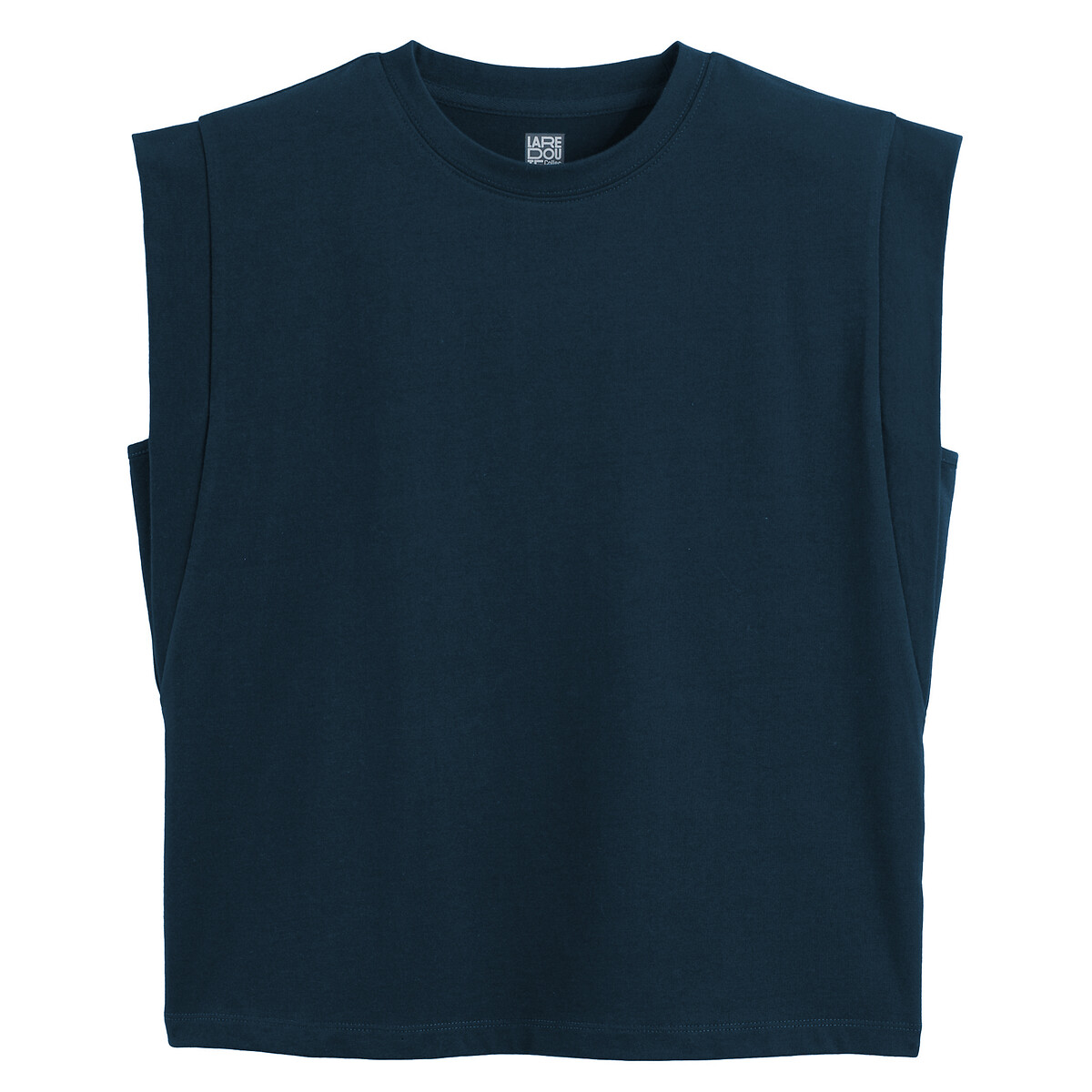 Cotton Sleeveless Vest Top with Crew Neck navy blue, LA REDOUTE COLLECTIONS