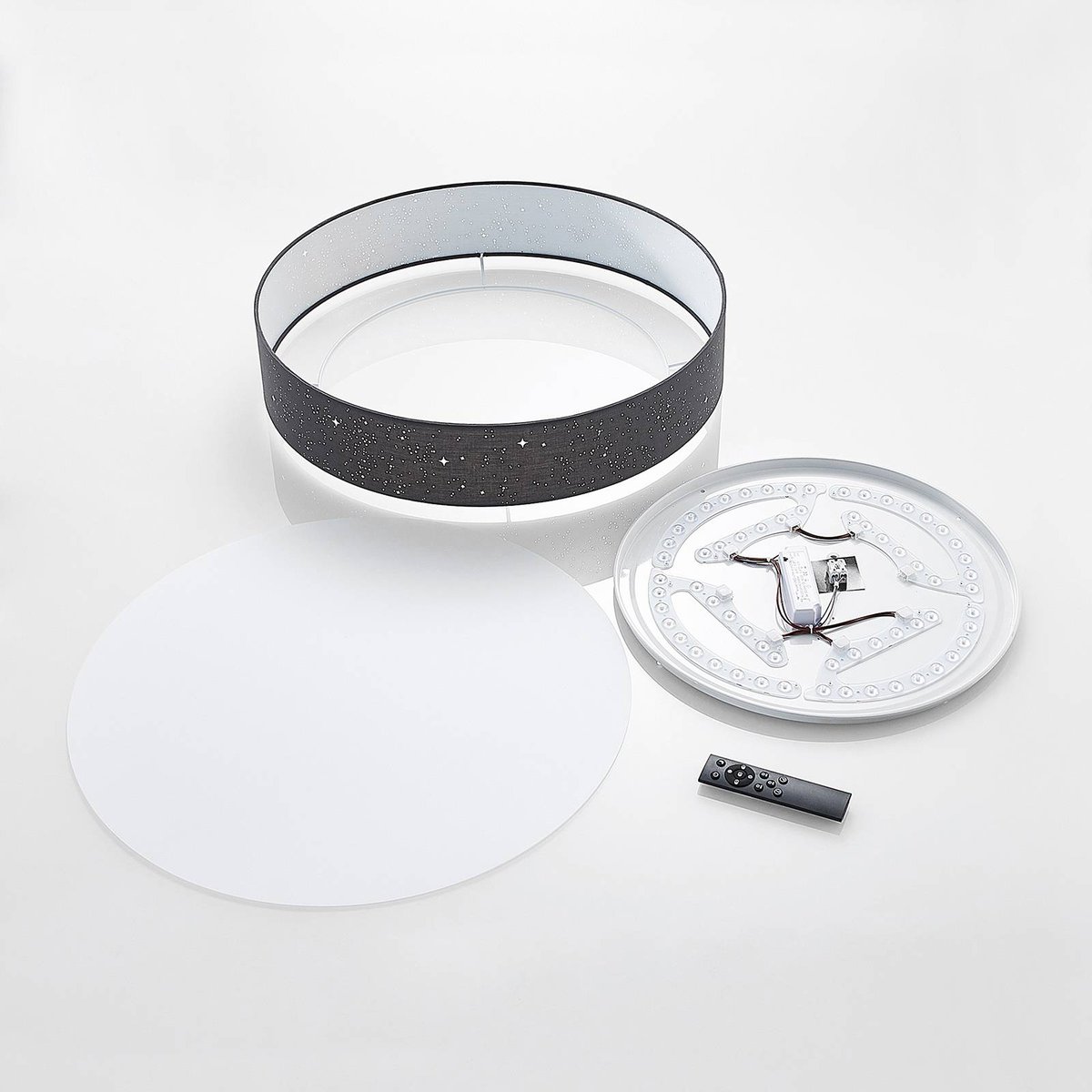 Plafonnier en textile moderneLED, Ellamina anthracite, LINDBY