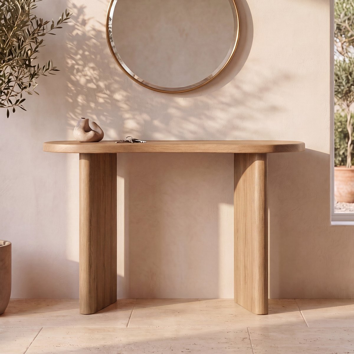 Console en bois massif de mindi - BRANDAN marron clair, MAISON PAVANE
