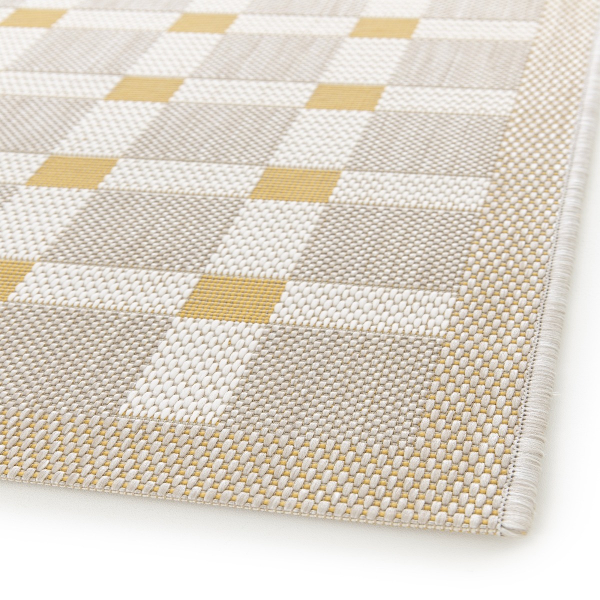 Tapis extérieur intérieur damier moderne  et  SUNSHINE DAMIER beige, jaune, THE DECO FACTORY
