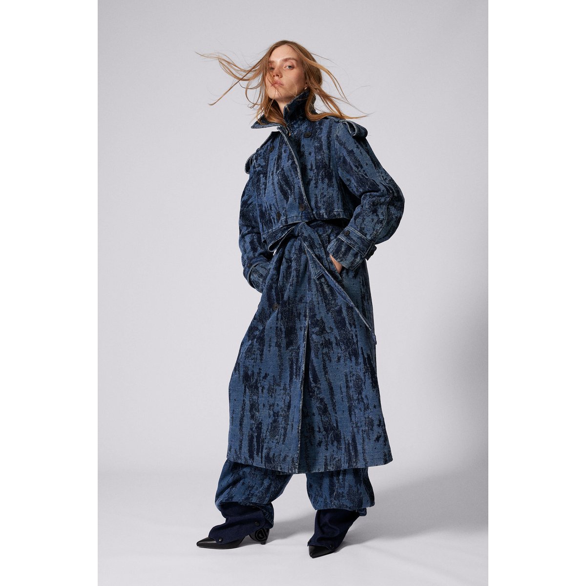 Trench en denim dégradé bleu, DESIGUAL