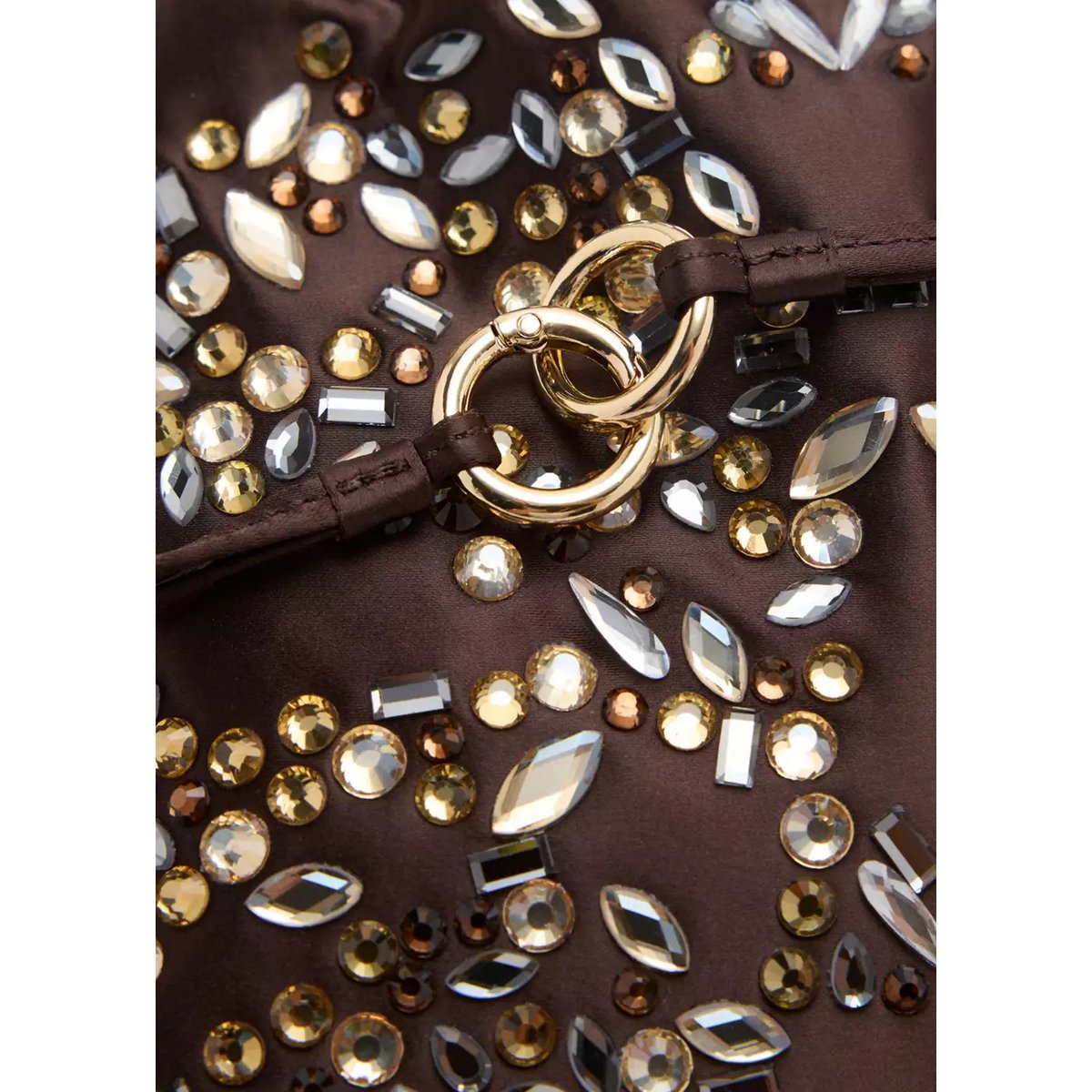 Sac à main avec cristaux marron, MANGO