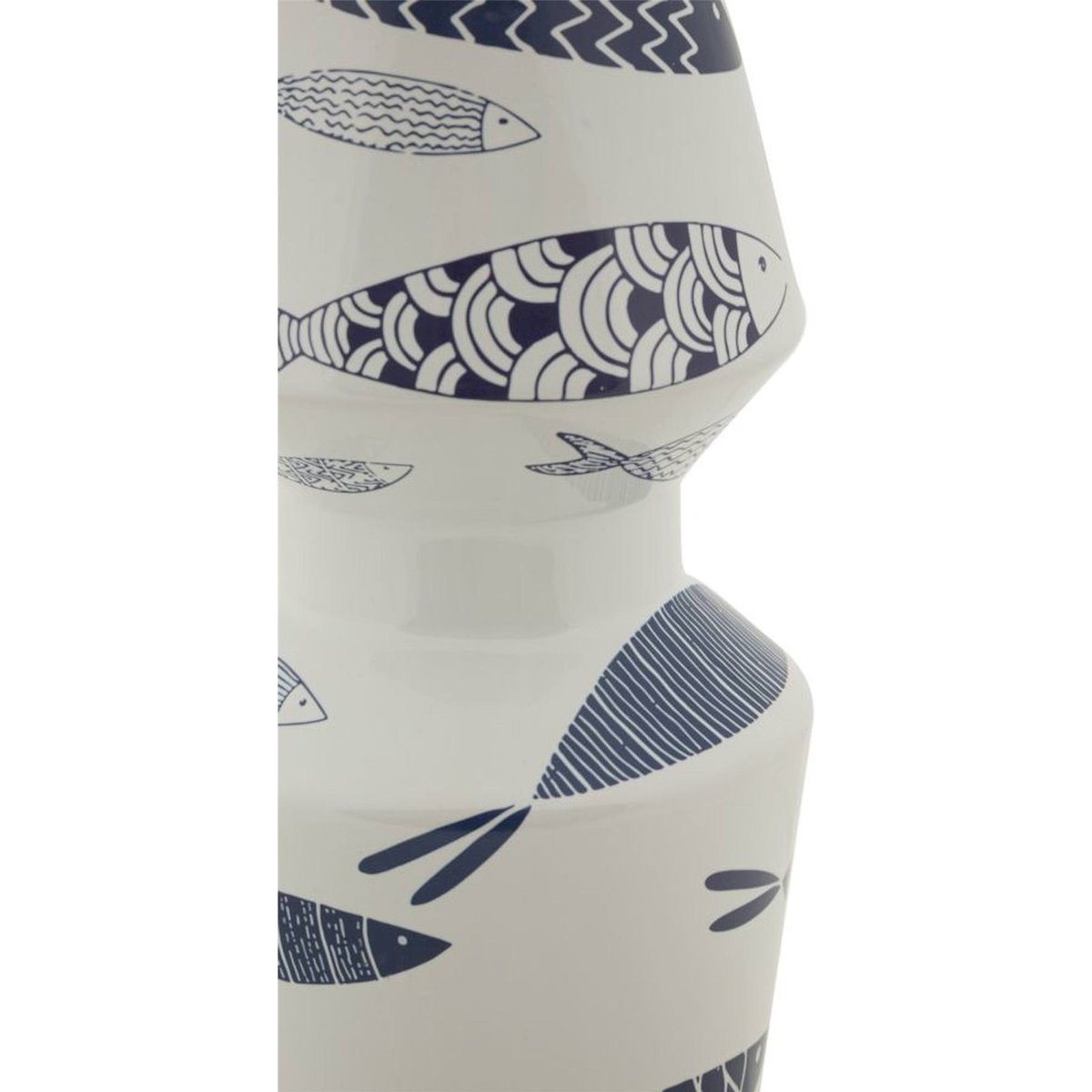 Vase en céramique motif poissons MODERN blanc et bleu, RECOLLECTION