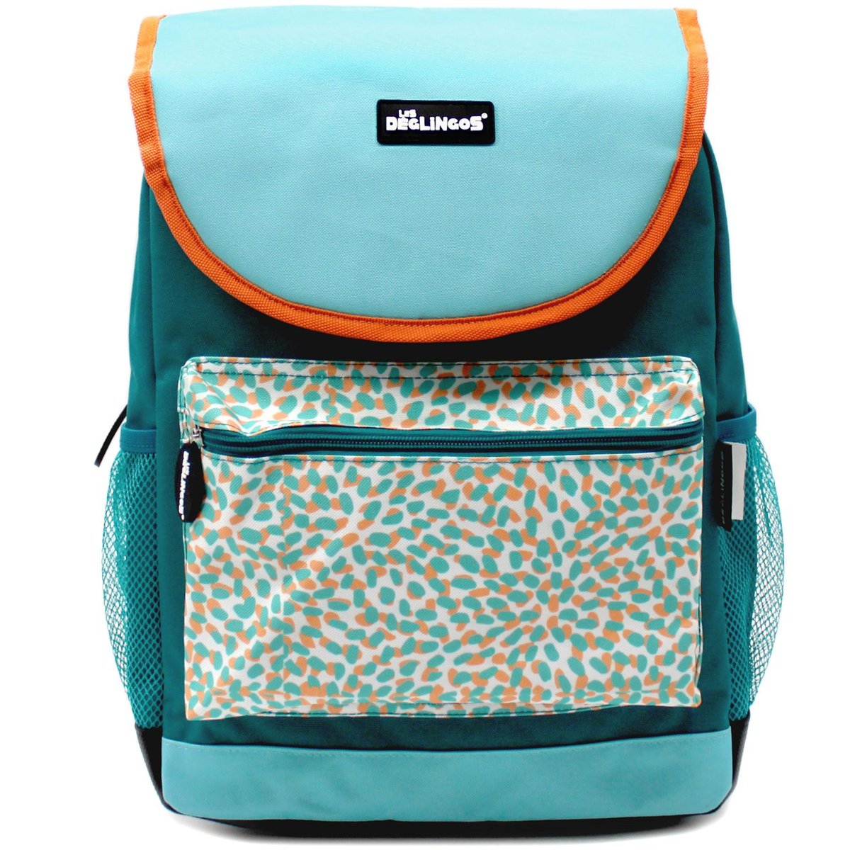 Sac à dos enfant bleu, blanc, orange, LES DEGLINGOS