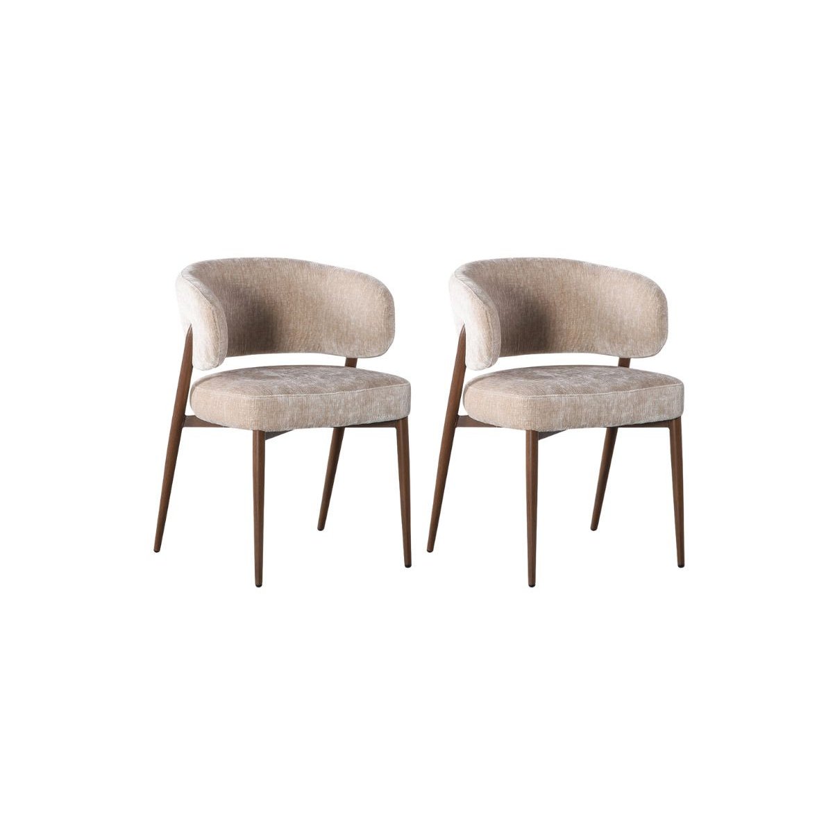 Lot de 2 chaises tissu texturé, RHEA beige, BOBOCHIC