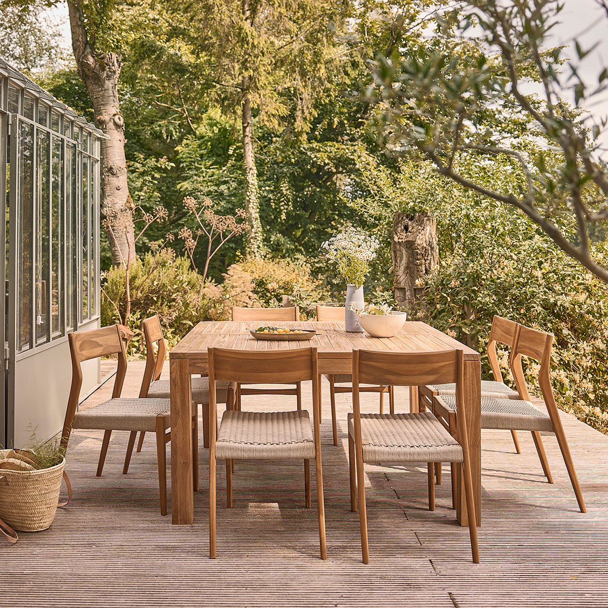 Salon de jardin en teck massif et cordage 8 places  LIVIE beige, BERAH GETAH