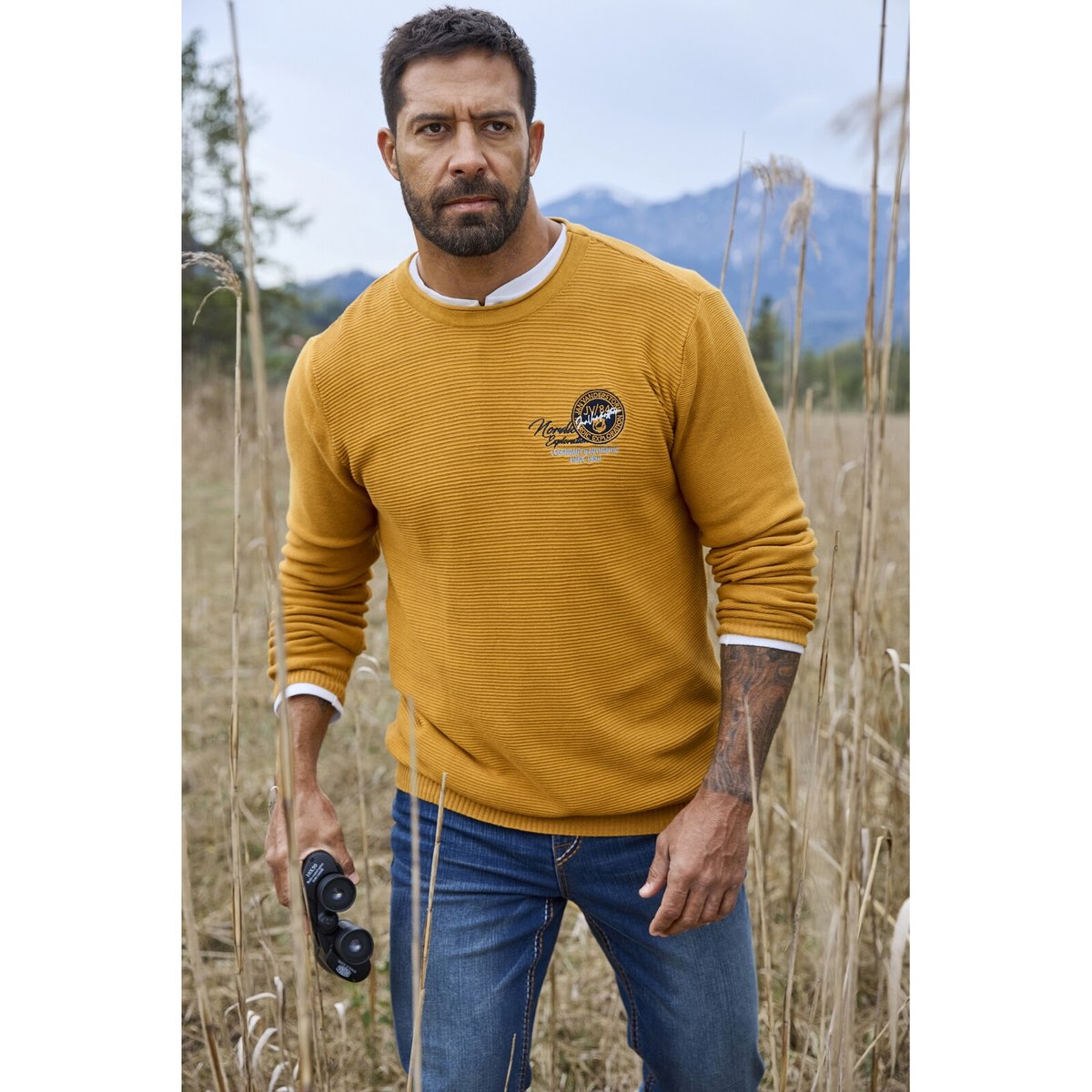 Pull TRYGVE jaune foncé, JAN VANDERSTORM