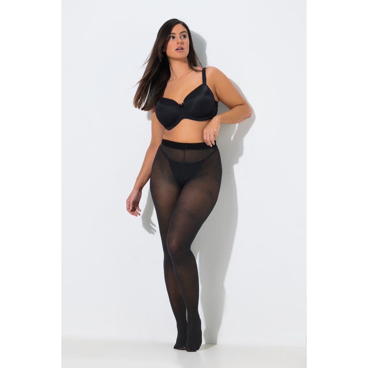 Collants motif à chevrons noir, ULLA POPKEN