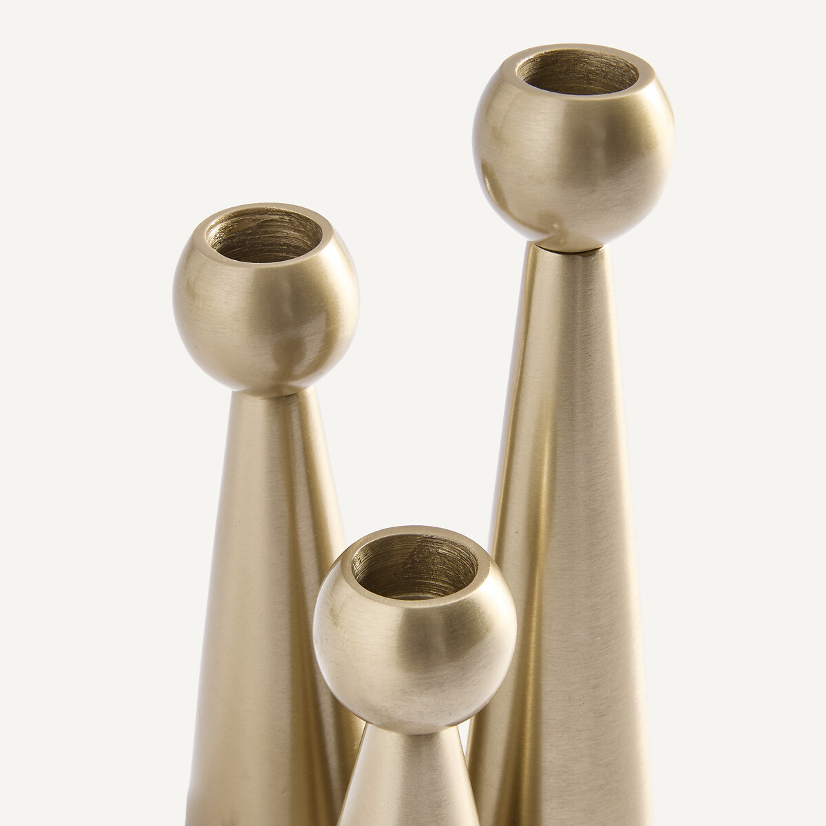 Lot de 3 bougeoirs en inox brossé, CAESA laiton mat, AM.PM