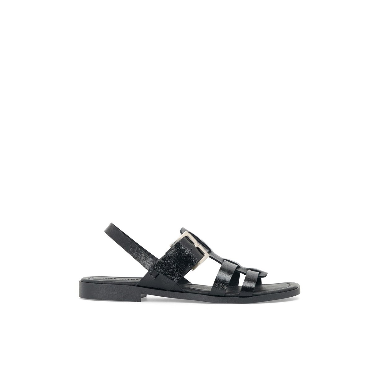 Sandale Plate en cuir TAMARA noir, MELLOW YELLOW