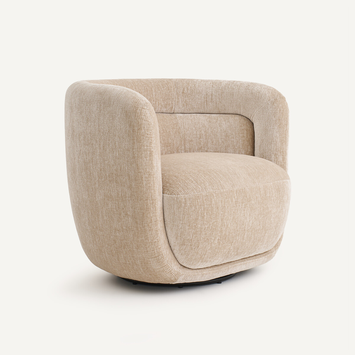 Sillón giratorio de terciopelo texturizado, BAIA beige escarchado, AM.PM