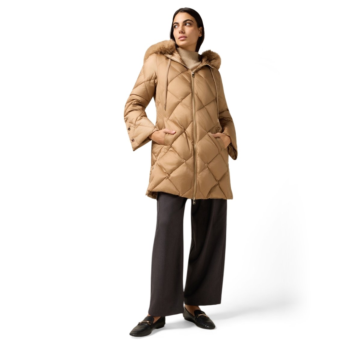 Veste matelassée midi rembourrée marron, OLTRE