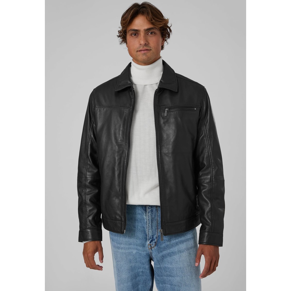 Veste D'aviateur En Cuir noir, GUESS