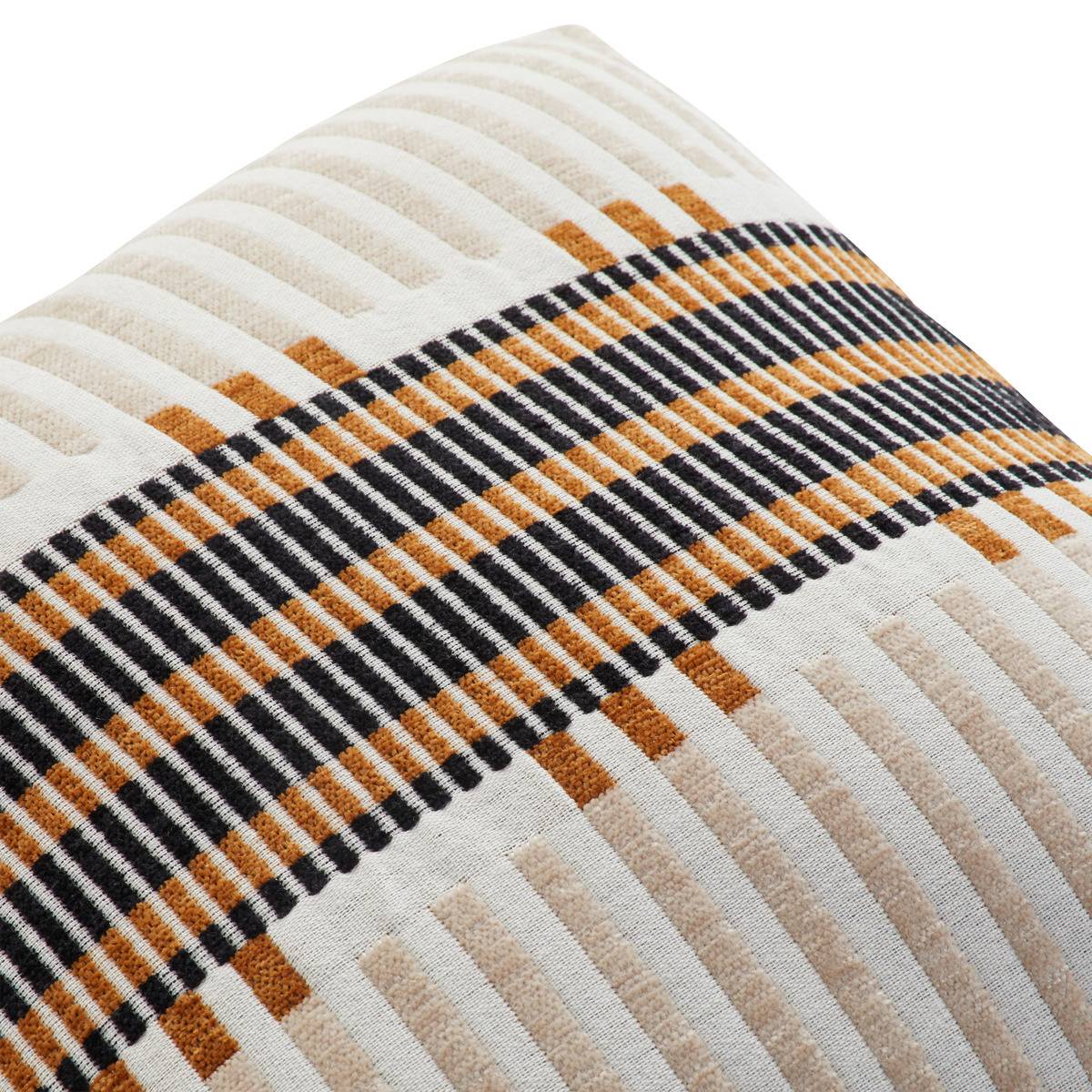 Coussin déhoussable en jacquard JANGWA beige lin, ATMOSPHERA