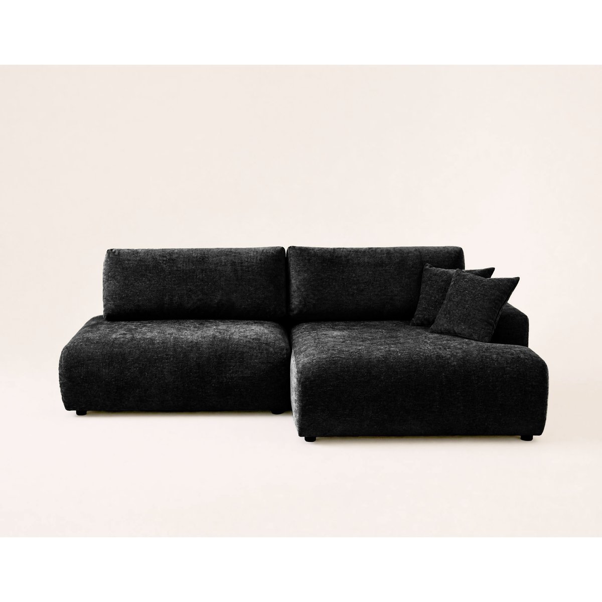 Canapé d'Angle Convertible en Tissu texturé 4 places - PIVOINE noir, BEST MOBILIER