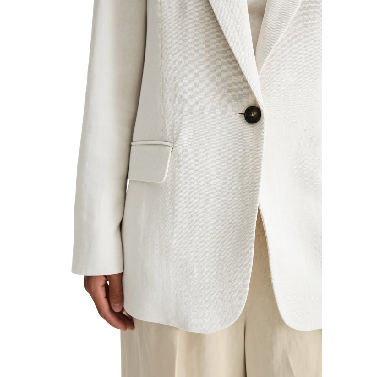 Blazer en forme en mélange viscose-lin beige, MARC O'POLO