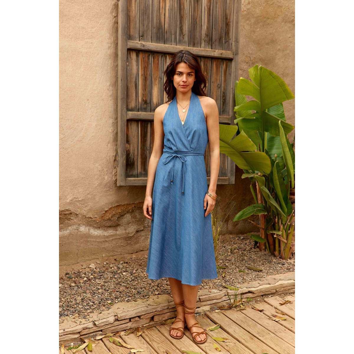 Robe longueur midi évasée uni RENNY 93-double wash, LA PETITE ETOILE