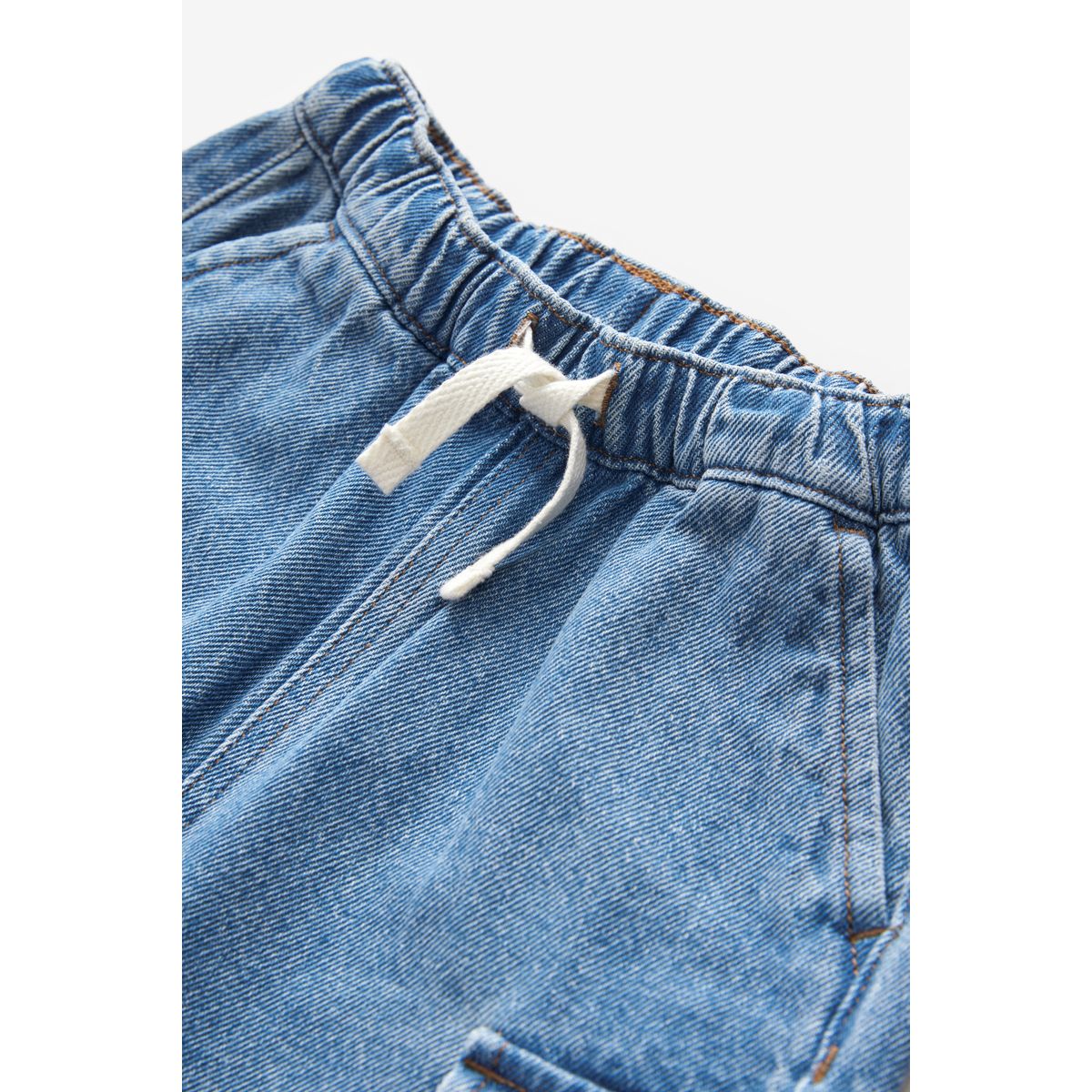 Jean large cargo à enfiler jean bleu moyen, NEXT