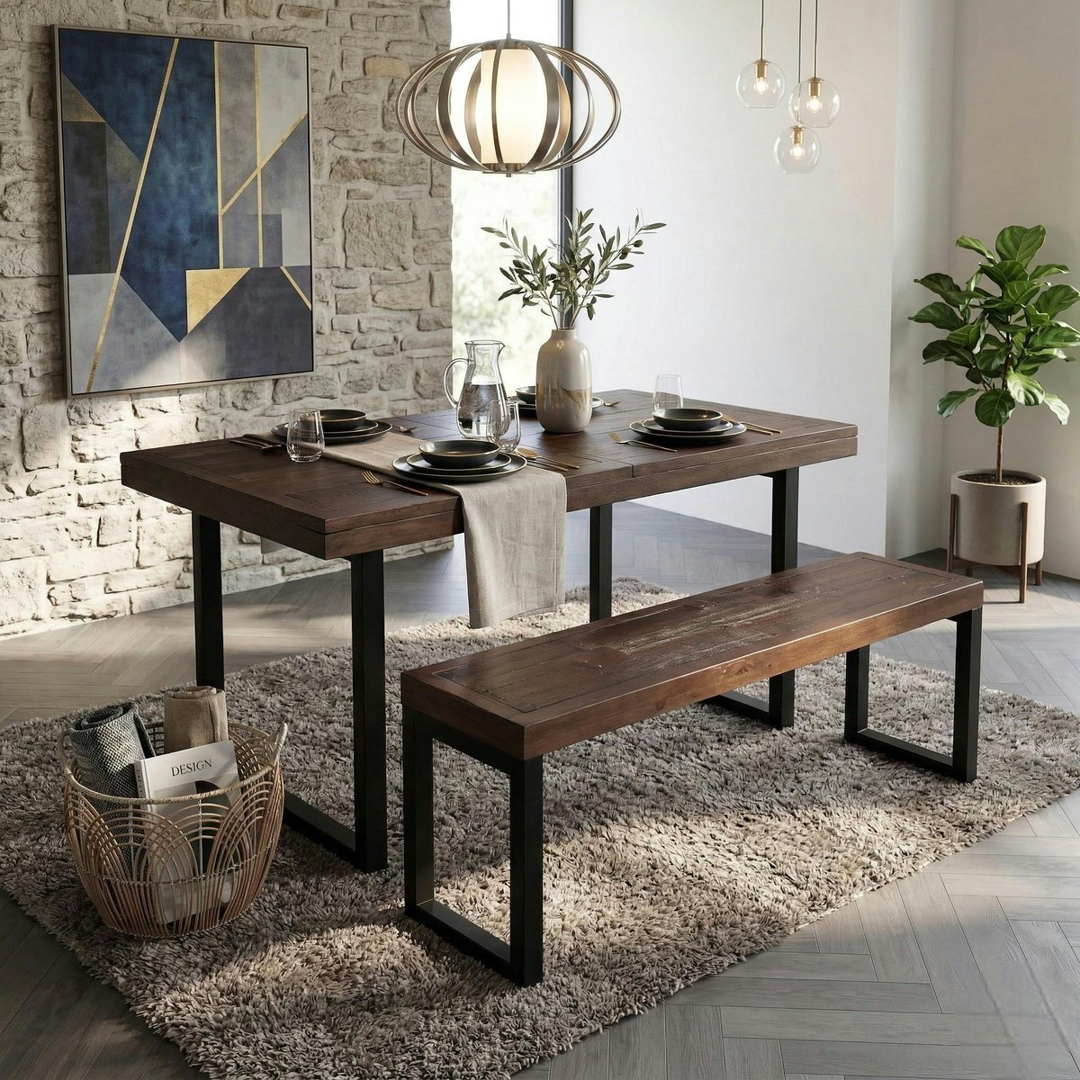 Banc bois brun recyclé 155cm SAMOA bois naturel, PIER IMPORT