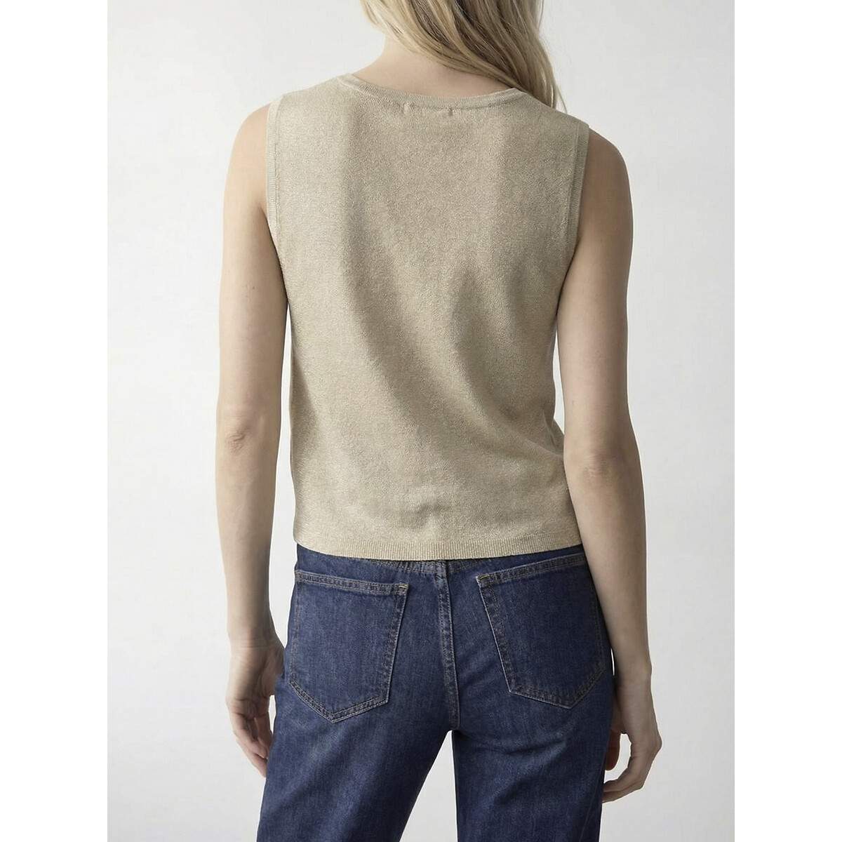 Cardigan senza maniche con scollo a V beige, VILA