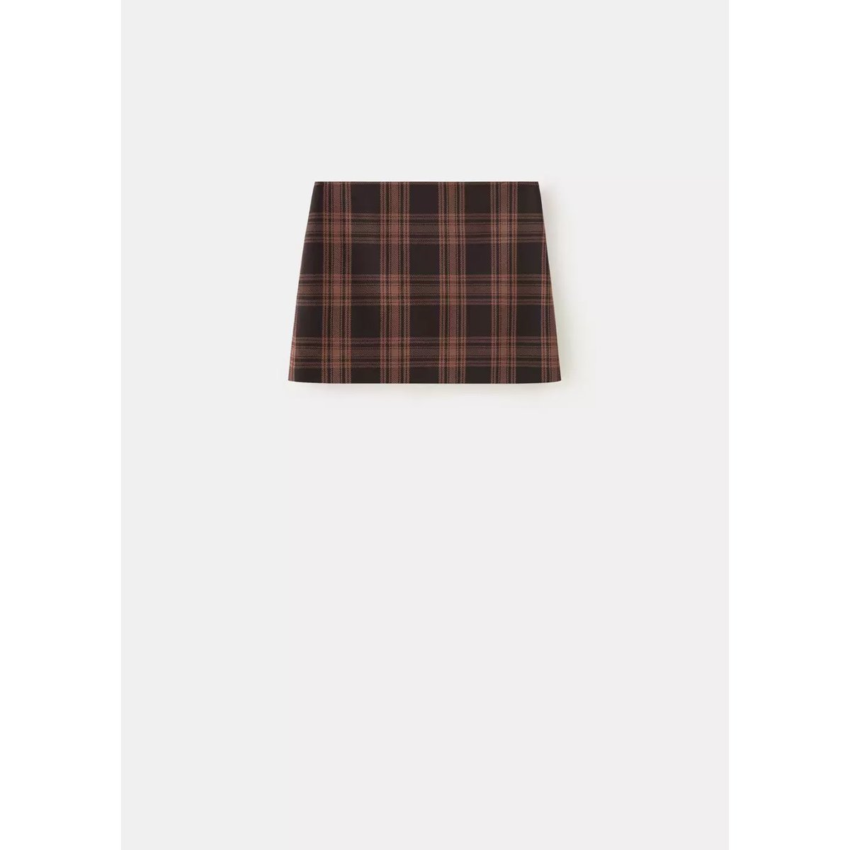 Jupe courte carreaux marron, MANGO