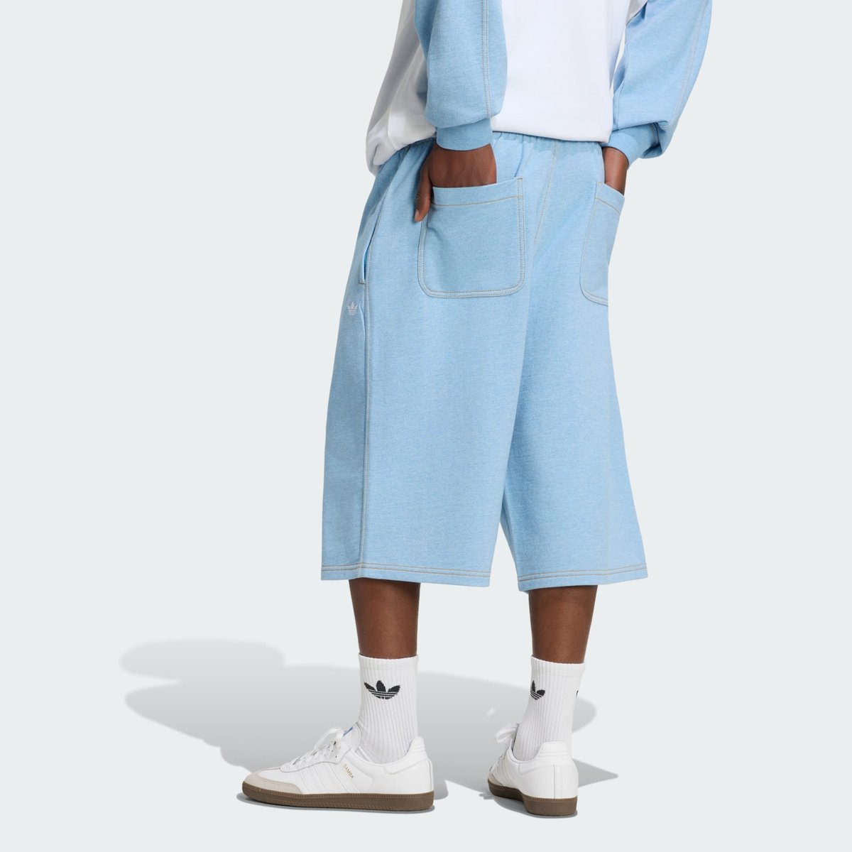 Short French Terry Chiné Trèfle Essentials 35,6 Cm Short French Terry Chiné Trèfle Essentials 35,6 Cm light blue mel, adidas Originals