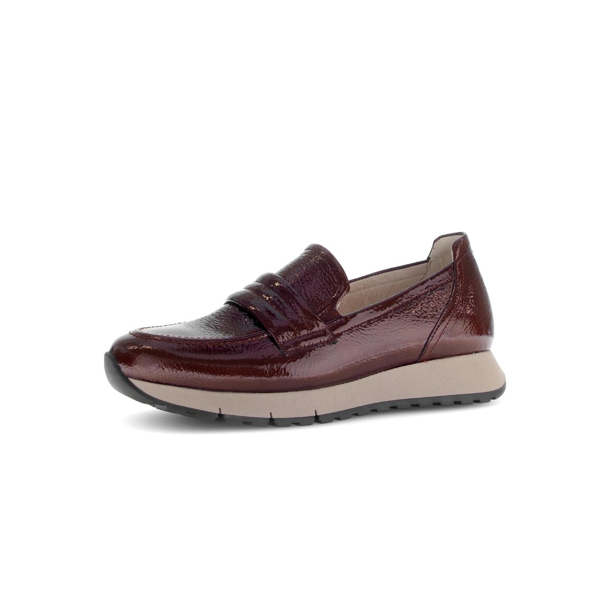 Slipper en cuir vernis à talon compensé rouge, GABOR