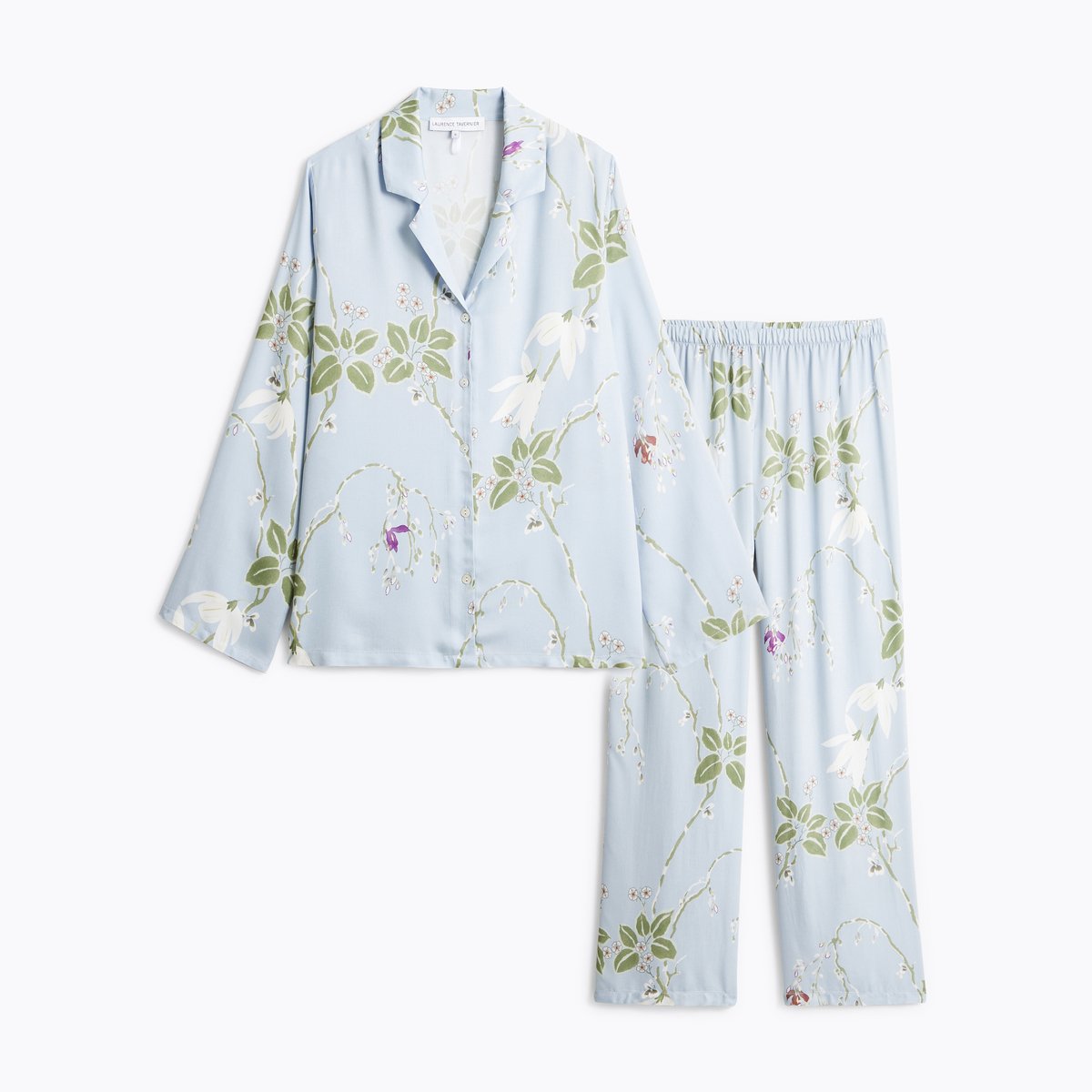 Pyjama col tailleur en satin RAMEAU givre, LAURENCE TAVERNIER