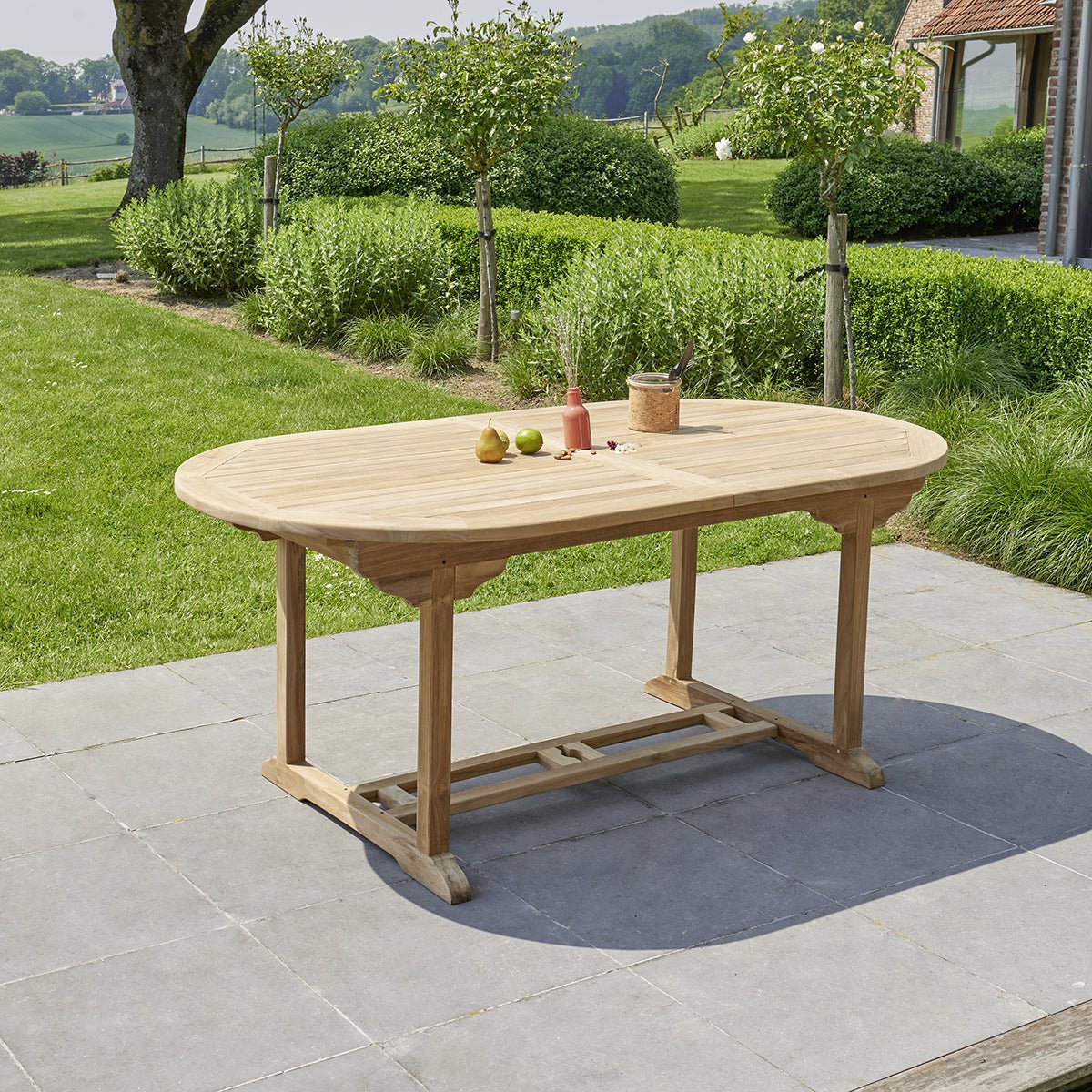 Salon de jardin en teck massif extensible 8/10 places MIDLAND naturel, BERAH GETAH