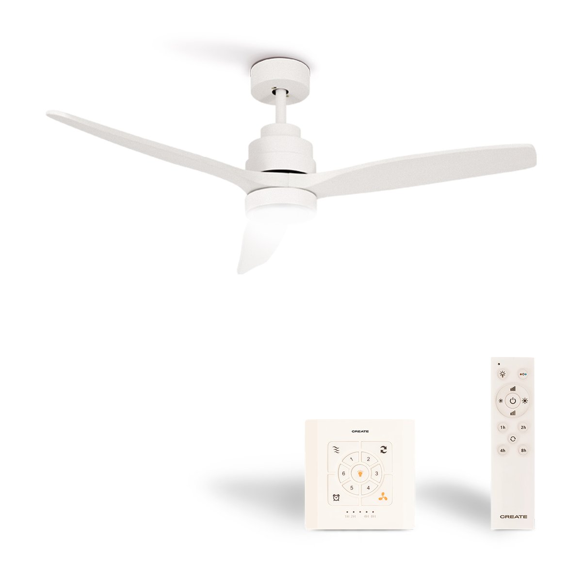 Ventilateur de plafond 40W avec lumière avec contrôleur mural WIND STYLANCE NATURAL WOOD blanc/blanc, CREATE