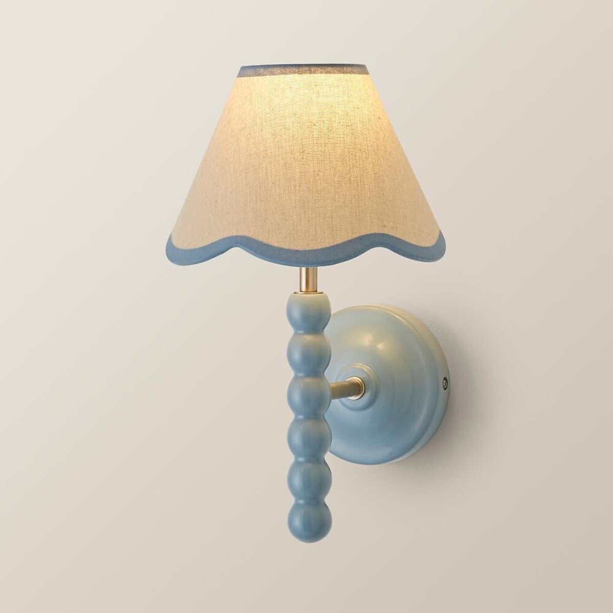 Bobbie Painted Bobbin Wall Light with Scallop Shade blue, SO'HOME