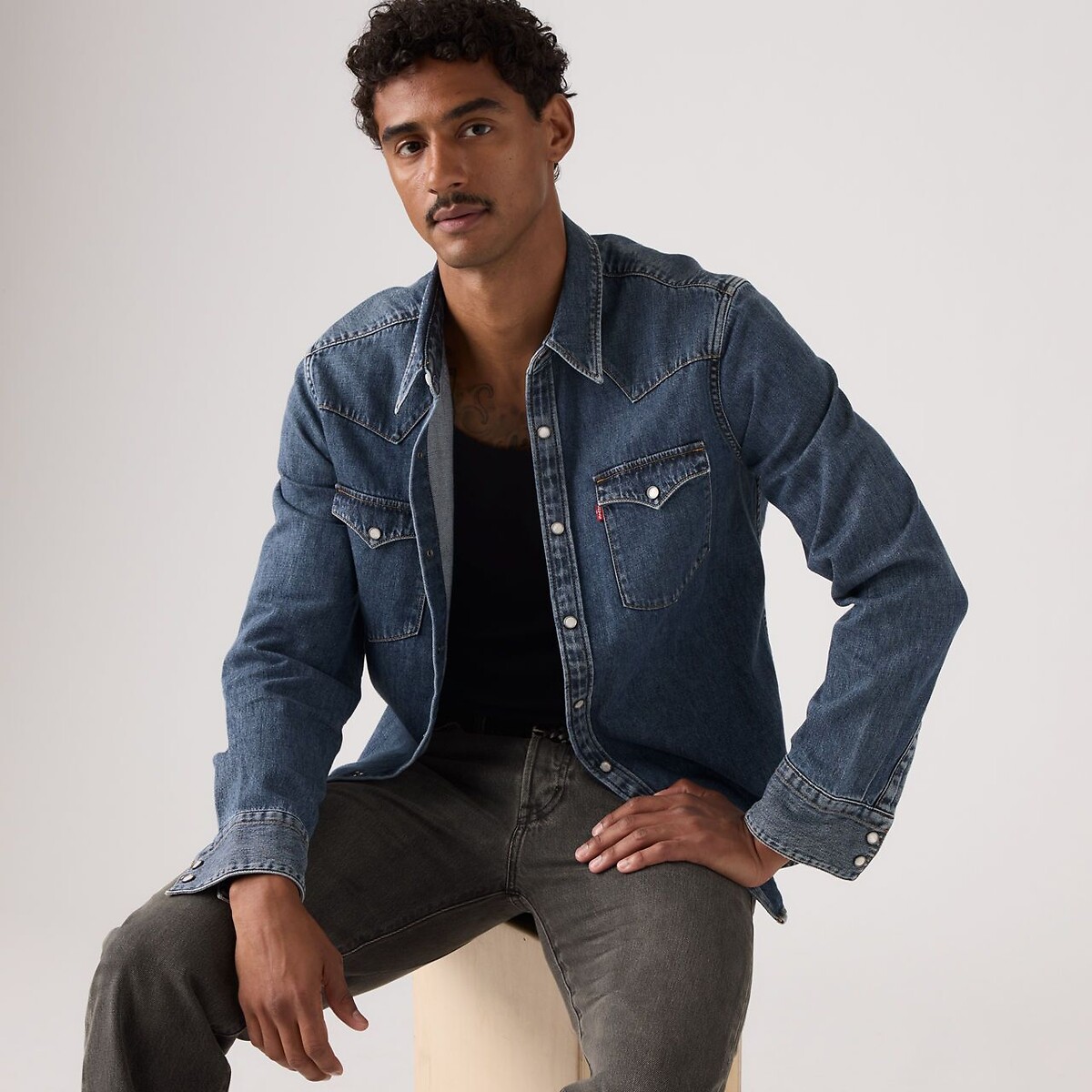 Chemise en jean Barstow Western bleu moyen, LEVI'S
