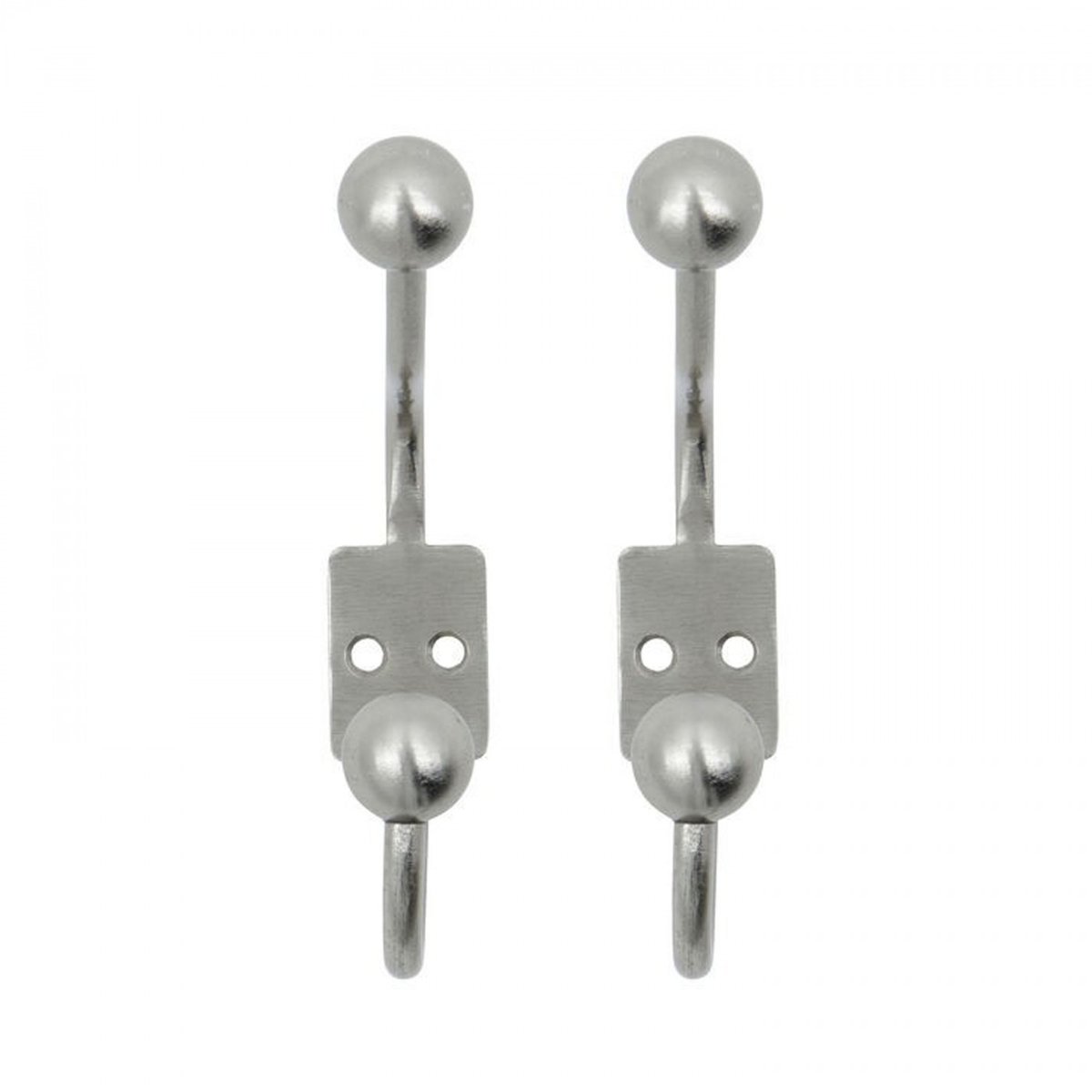 Lot de 2 patères double en acier Ball argent, HOUSE DOCTOR