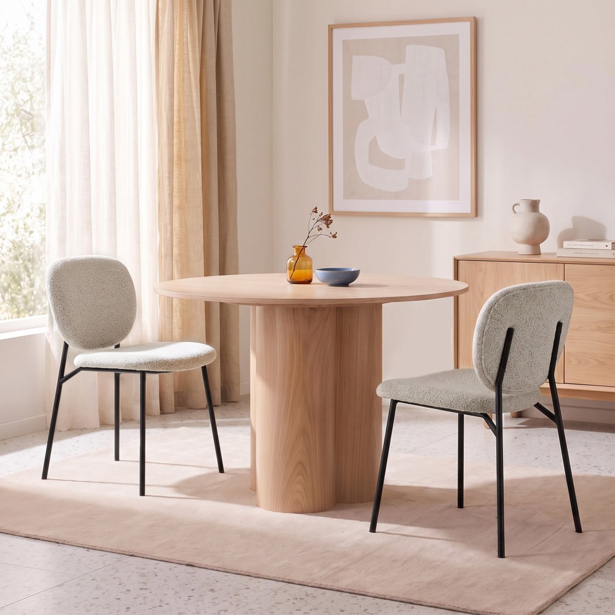 Lot de 2 chaises en tissu et métal- DALBY écru chiné, DRAWER