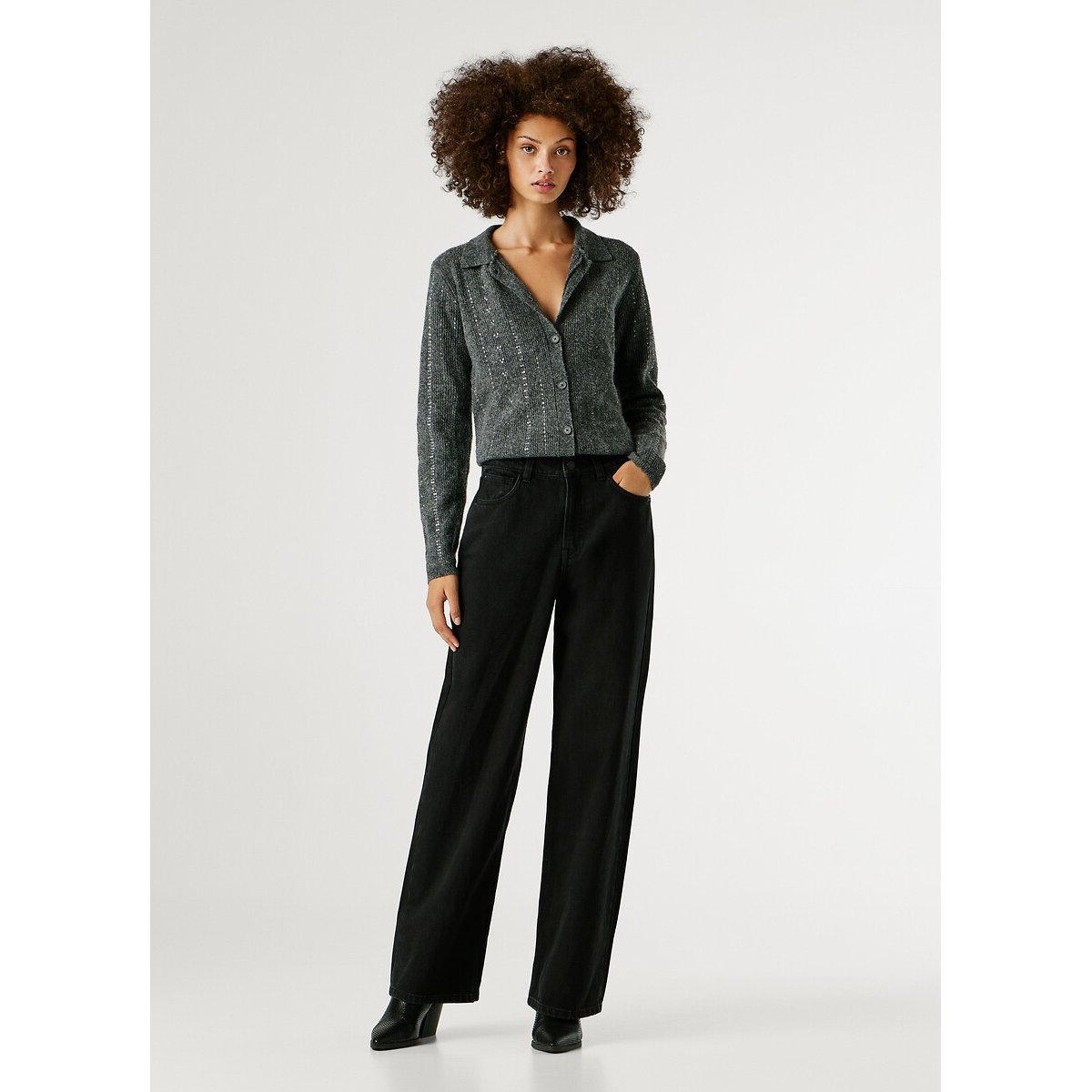 Jean droit taille haute LEXA stonewash deep black, PEPE JEANS