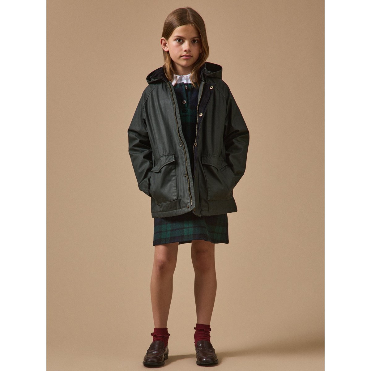 Veste en coton enduit vert fonce, CYRILLUS