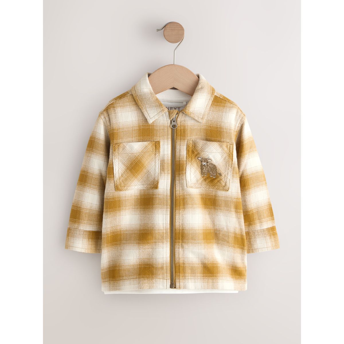 Ensemble chemise à manches longues et t-shirt fermeture éclair à carreaux jaunes, NEXT