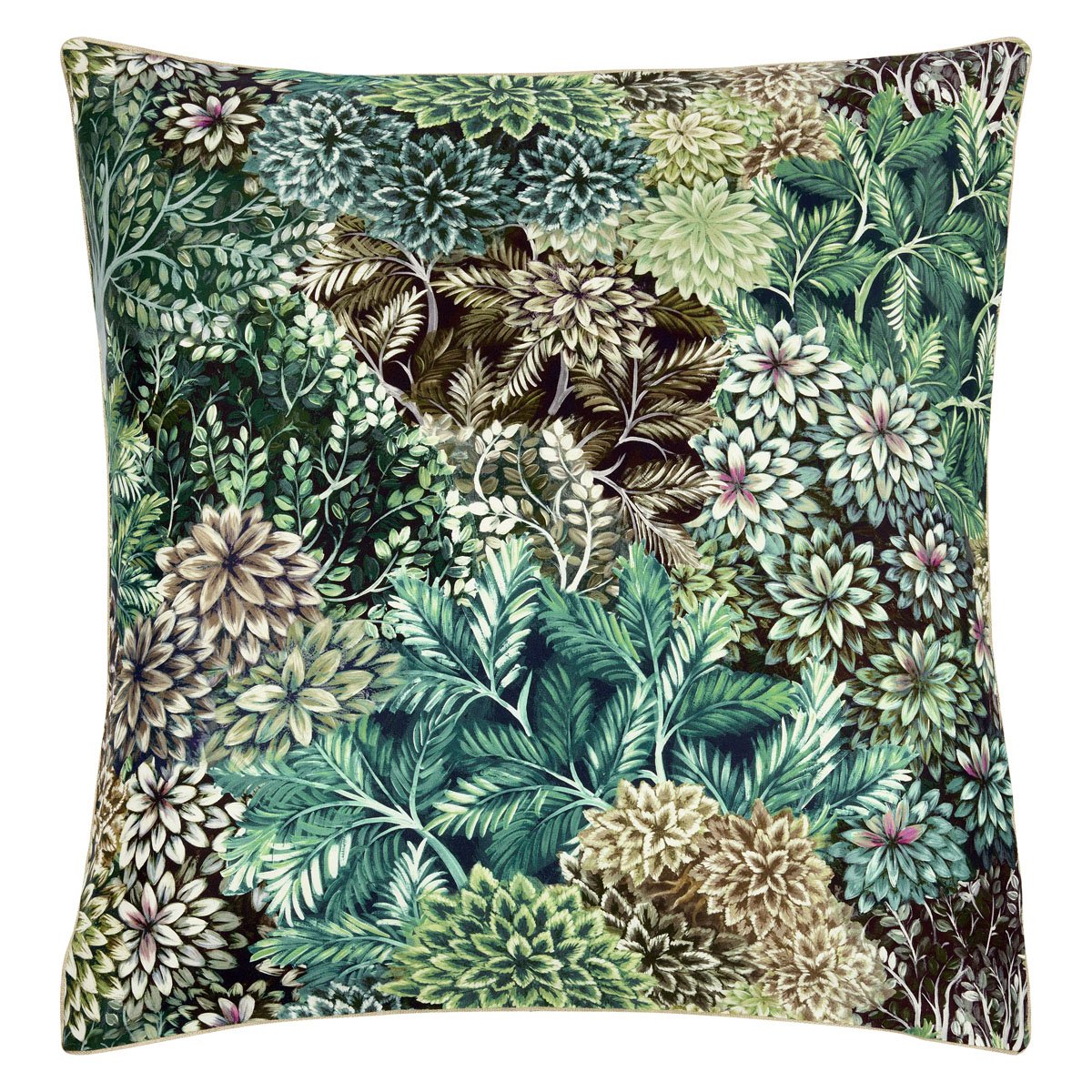 Taie d'oreiller imprimée en satin de coton, MADHYA vert, DESIGNERS GUILD