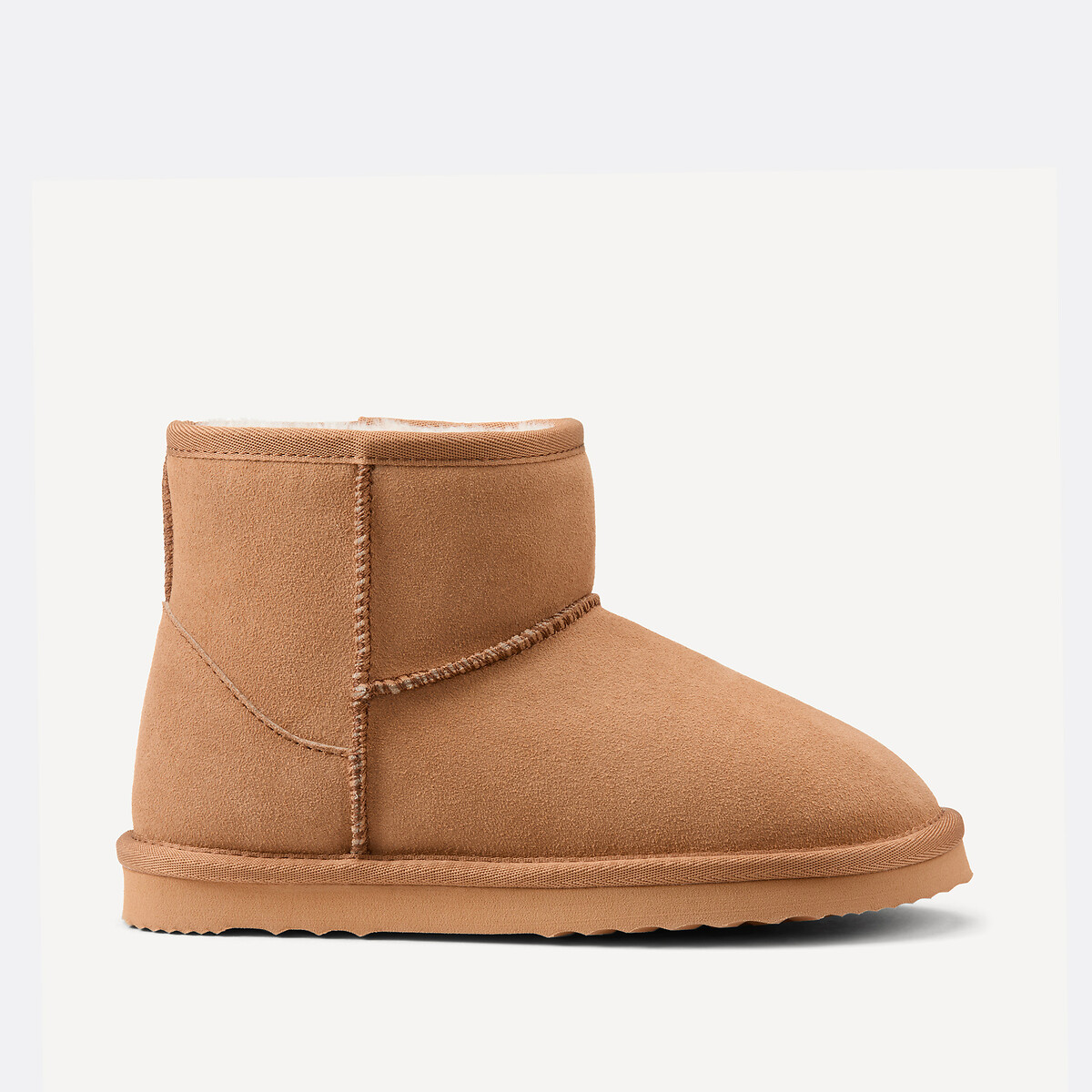 Kids Leather Faux Fur Lined Ankle Boots camel, LA REDOUTE COLLECTIONS